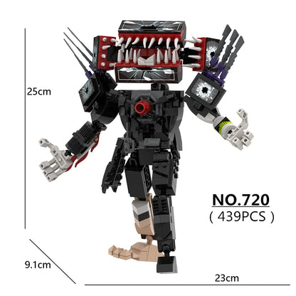 New Skibidi Toilet Building Blocks Set Gold Clock Man With Sword Guitor Speaker Man Titan Computer Man Toys For Boys Xmas Gifts