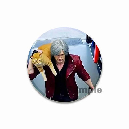 Dante Cartoon Cosplay Badge Game Anime Devil May Cry Brooch HD Print Handmade Pins for Backpack Accessories Clothes Decoration