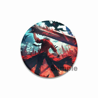 Dante Cartoon Cosplay Badge Game Anime Devil May Cry Brooch HD Print Handmade Pins for Backpack Accessories Clothes Decoration