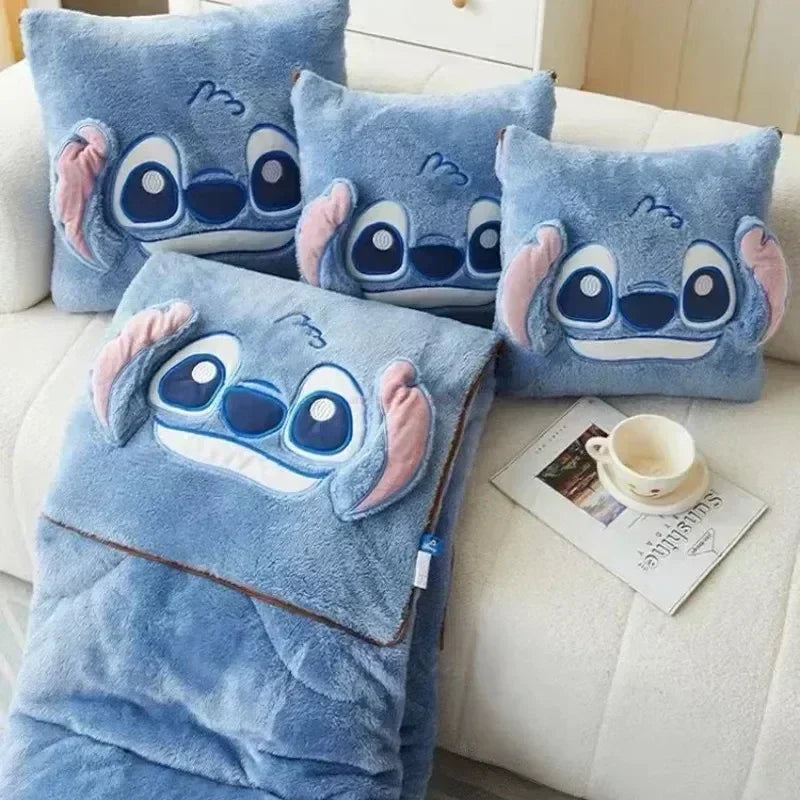 Disney Stitch 2-in-1 Throw Pillow & Blanket - Kawaii Flannel Nap Blanket