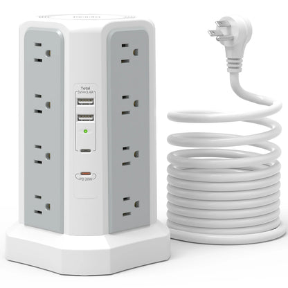 US 4-layer 3m extension tower plug-in board with PD fast charging, suitable for office, home, school and other scenarios