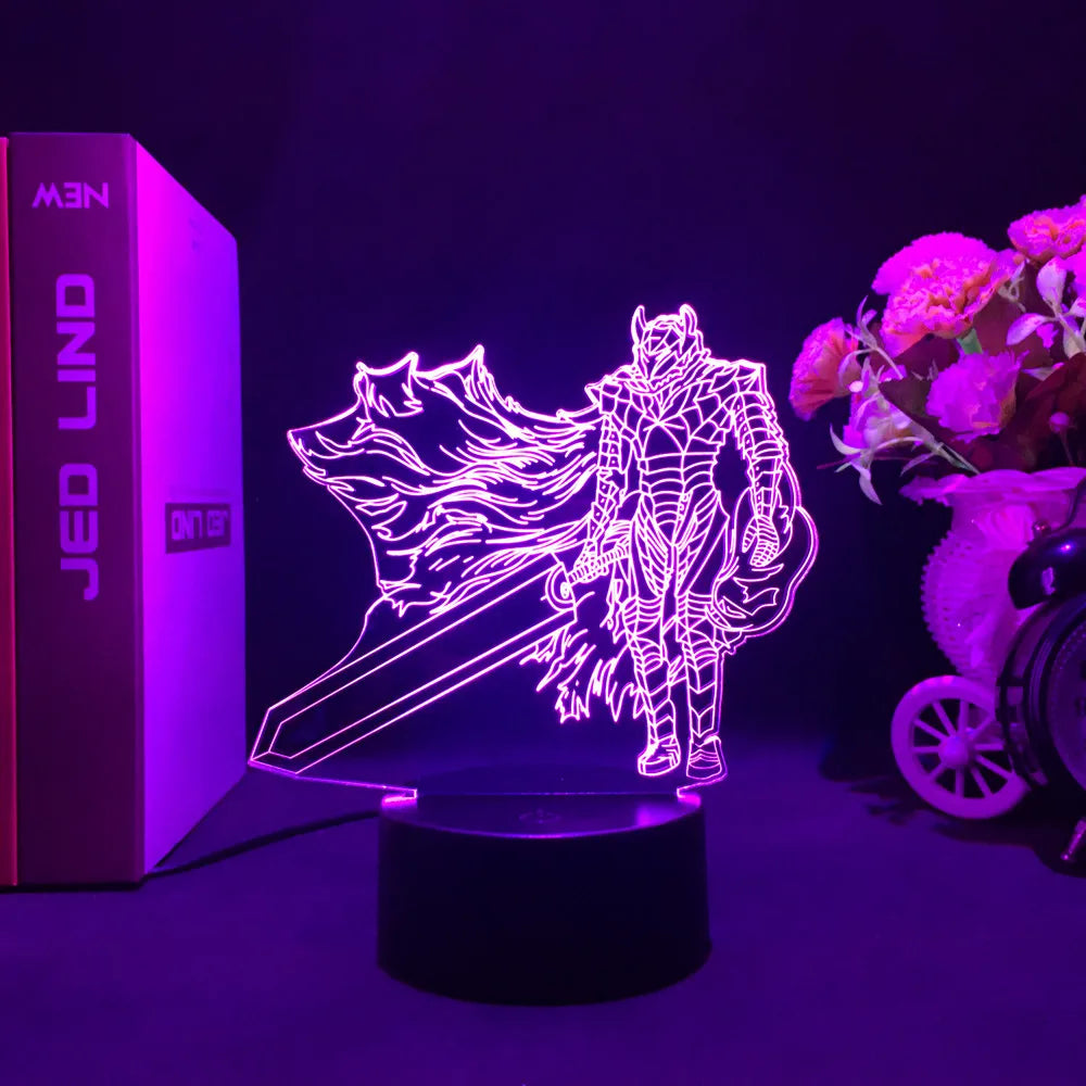 Berserk Guts 3D LED Night Light – Anime Acrylic Lamp with Remote Control
