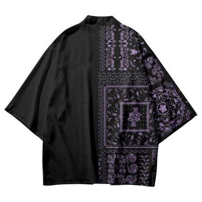 Patchwork Purple Paisley Print Shirt Traditional Haori Cosplay Kimono Women Men Harajuku Japanese Fashion Cardigan Yukata