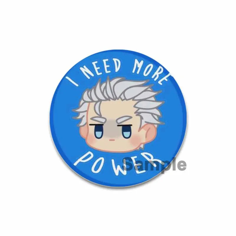58mm Game Anime Devil May Cry Brooches Dante Cartoon Badge HD Print Handmade Pins for Backpack Accessories Clothes Decoration