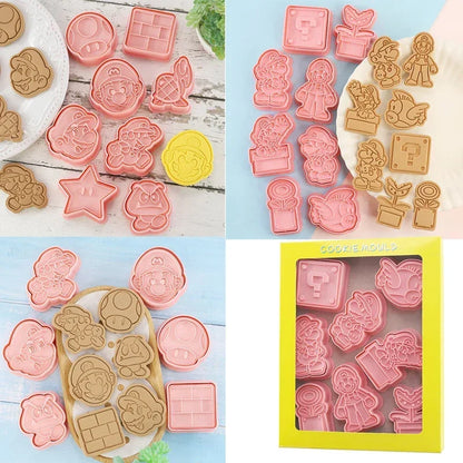 Super Mario Bros Cookie Cutters Anime 3D Plastic Biscuit Mold Cookie Stamp Cartoon Pastry Bakeware Baking Kitchen Accessories