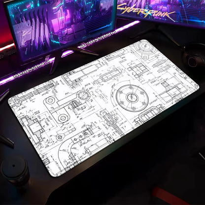 Mouse Pad Gaming Accessory Mechanical Drawing Large HD Mousepad XXL MousePad Natural Rubber Carpet Non-Slip Table Mat Office Rug