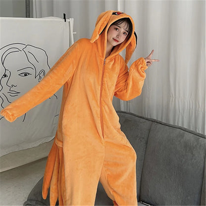 Naruto Kurama Kyuubi Fox Cosplay Onesie - Flannel Pajamas for Adults