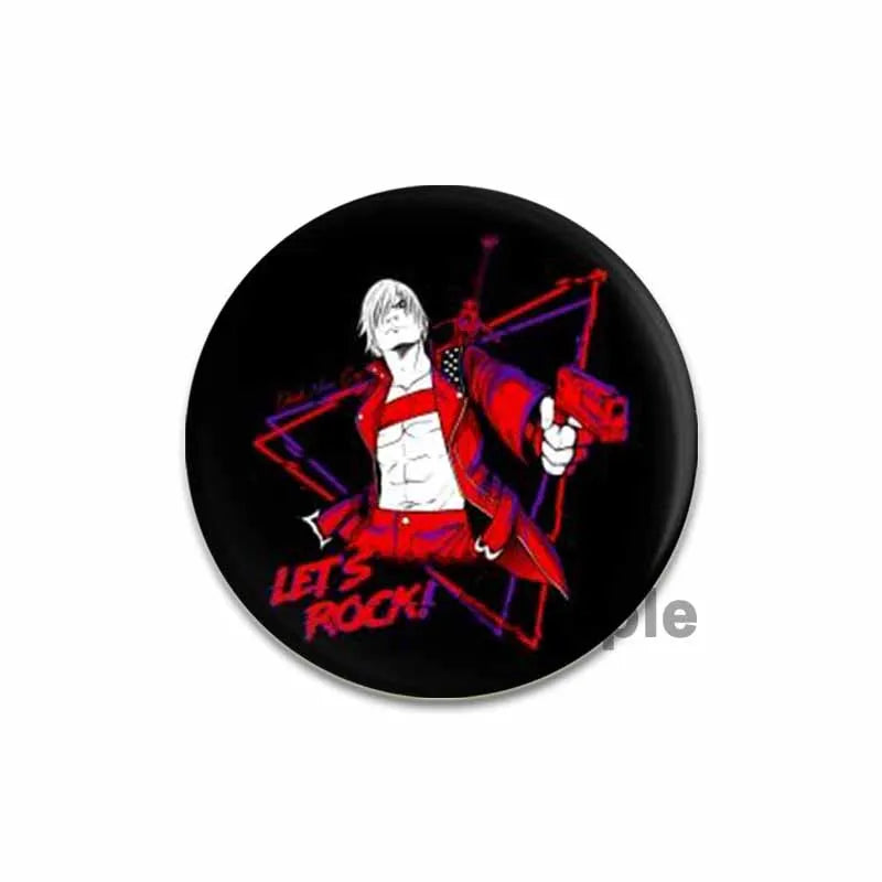 58mm Game Anime Devil May Cry Brooches Dante Cartoon Badge HD Print Handmade Pins for Backpack Accessories Clothes Decoration