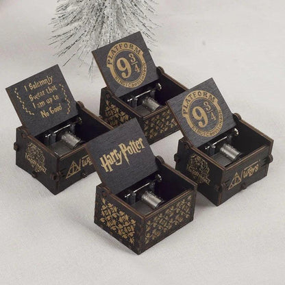 4 Style Harries Music Box Wooden Hand-cranked Retro Potters Music Box Children's Birthday Gift Surprise Gift for Couples