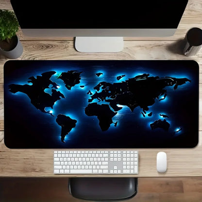 Large Blue Glow in The Dark World Map Mouse Pad Rubber Desk Mat Table Pad Accessories Decoration Mouse Mat 900x400 Office Things