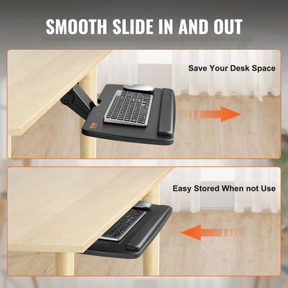 SucceBuy Keyboard Tray under Desk Adjustable Height & Angle Keyboard Tray Slide out & Holder for Typing in Home and Office Work
