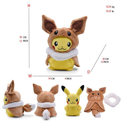 Cos Eevee Pikachu Cosplay Plush Toys Charizard Peluche Lucario Stuffed Animal Doll Collectible Gift,Cartoon 20-30CM