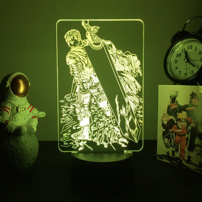 Berserk Guts 3D LED Night Light – Anime Acrylic Lamp with Remote Control