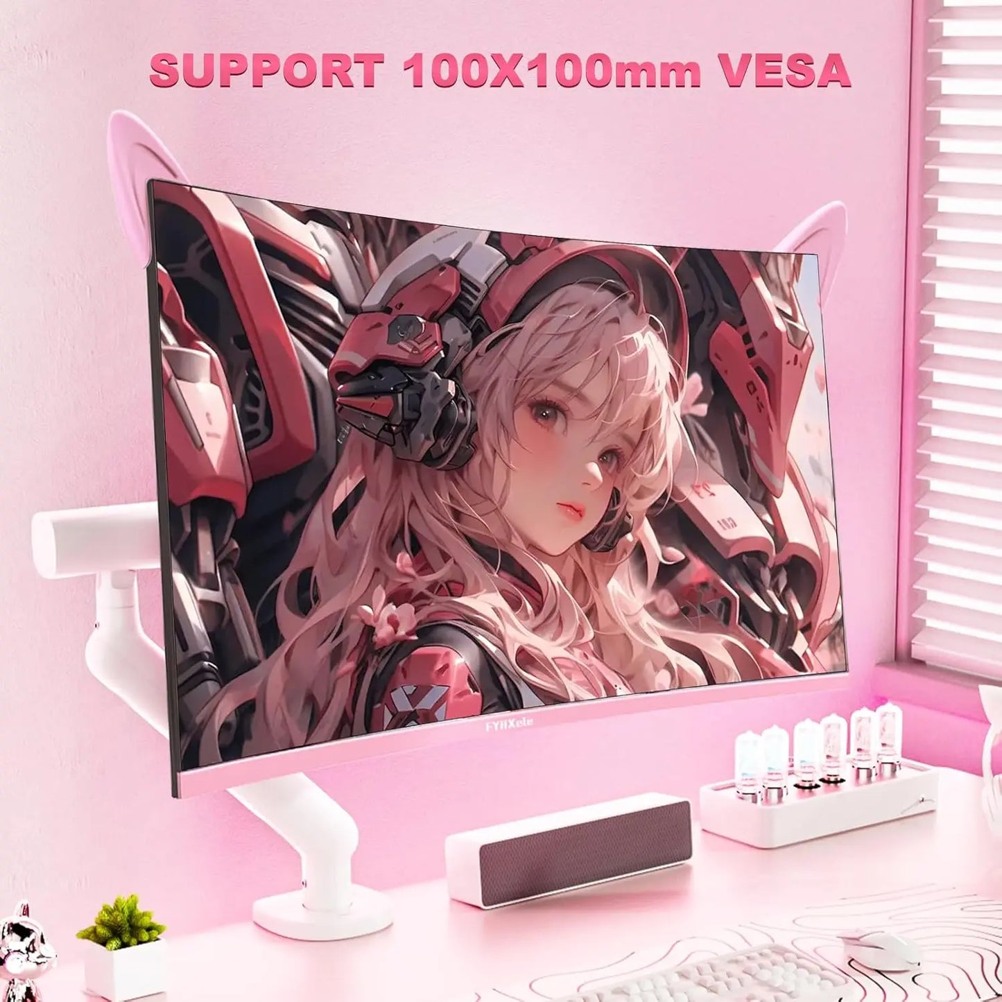 🌸 27-Inch QHD 165Hz Curved Pink Gaming Monitor | FYHXele | HDR10, FreeSync, 1ms GTG, Tilt Adjustable
