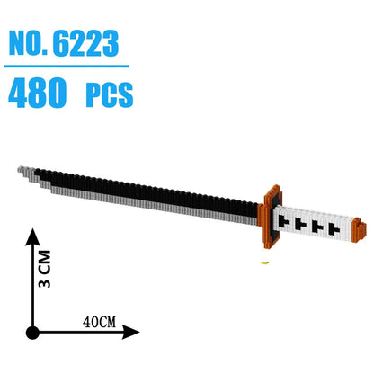 480Pcs Samurai Sword Building Blocks Ninja Blade Katana Japanese Anime Butterfly Nichirin Knife Bricks Toys For Children Adult