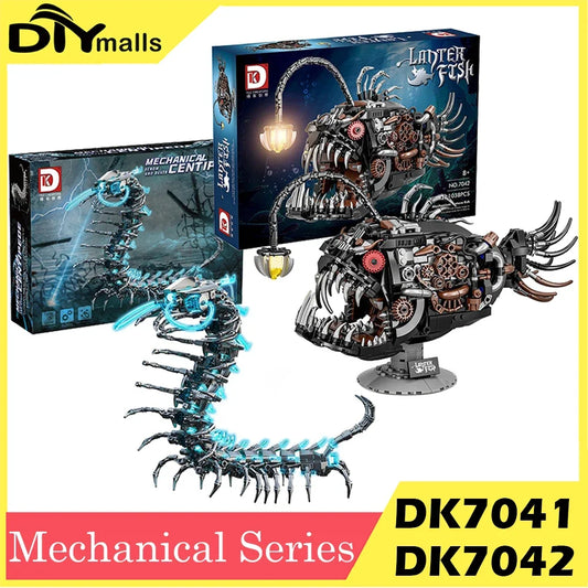 DK7042 Mechanical lantern Fish Model 	DK7041Technical Series Mechanical Centipede Building Blocks Brick Model for Kids Gift