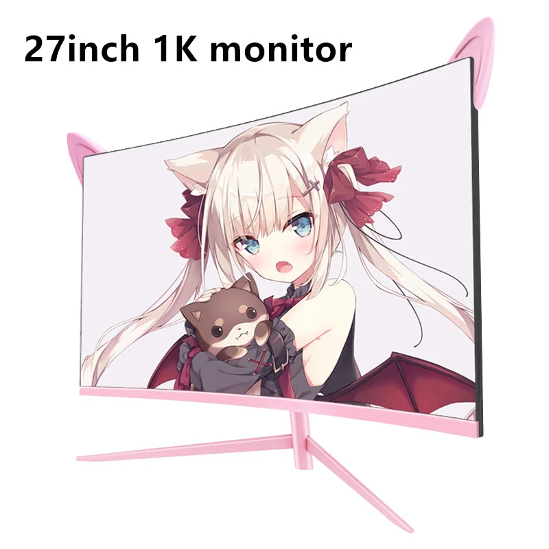 🌸 27-Inch QHD 165Hz Curved Pink Gaming Monitor | FYHXele | HDR10, FreeSync, 1ms GTG, Tilt Adjustable