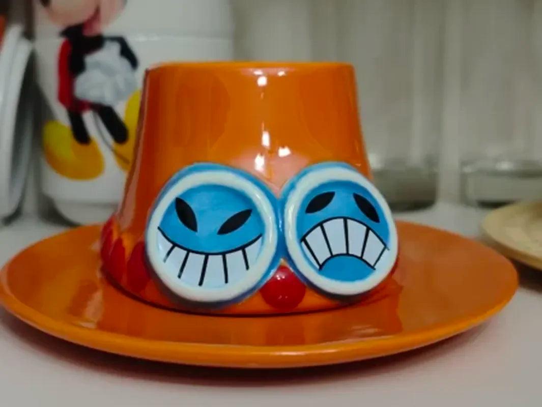 Hot Sale Cartoon One Piece Luffy Straw Hat Bowl Water Cup Decorations Anime Figure Cute Ramen Bowl Household Ceramic Tableware