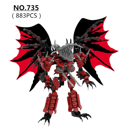 883pcs/set New Skibidi Toilet Updated Red Titan Drill Dragon Building Blocks DIY Assembled Bricks Toys For Boys Christmas Gifts