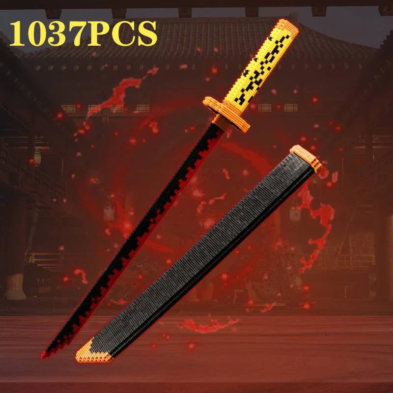 Samurai Sword Building Blocks Anime Ninja Weapon Model Assembly Bricks Boys Toy Idea Desktop Decoration Children Holiday Gifts