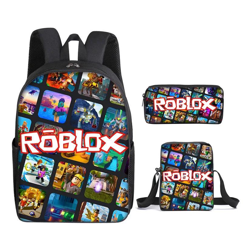 Roblox 3-Piece Backpack Set - Backpack, Shoulder Bag & Pencil Case - 3D Printed, Perfect for School & Gamer Style