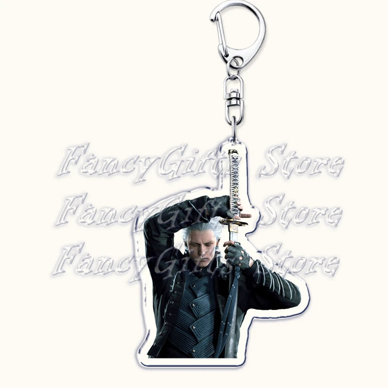 Calssic Demon Video Game Chibi Keychains for Accessories Bag Dante Vergil Nero Sparda Lady Trish V Keyrings Jewelry Gaming Gifts