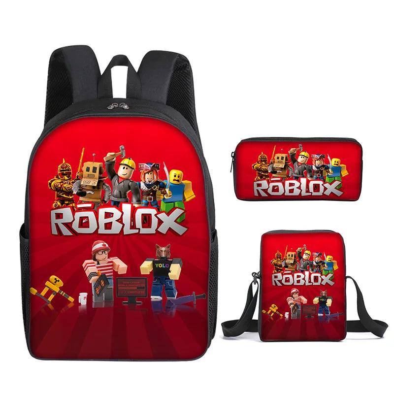 Roblox 3-Piece Backpack Set - Backpack, Shoulder Bag & Pencil Case - 3D Printed, Perfect for School & Gamer Style