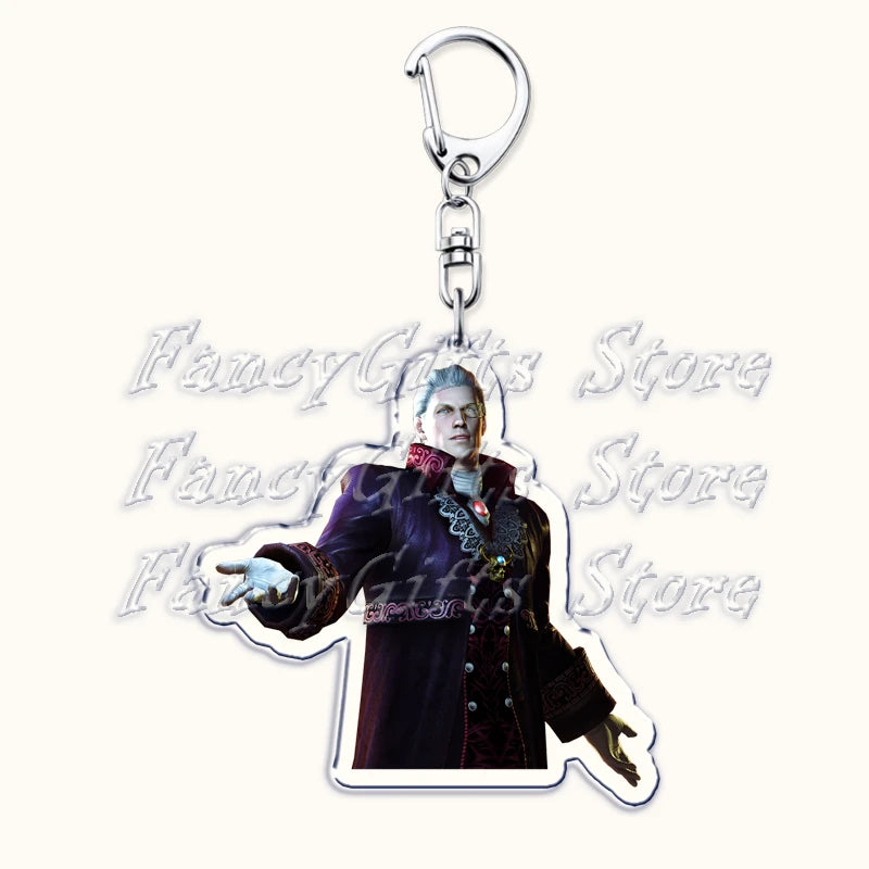 Calssic Demon Video Game Chibi Keychains for Accessories Bag Dante Vergil Nero Sparda Lady Trish V Keyrings Jewelry Gaming Gifts