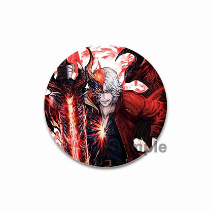 Dante Cartoon Cosplay Badge Game Anime Devil May Cry Brooch HD Print Handmade Pins for Backpack Accessories Clothes Decoration