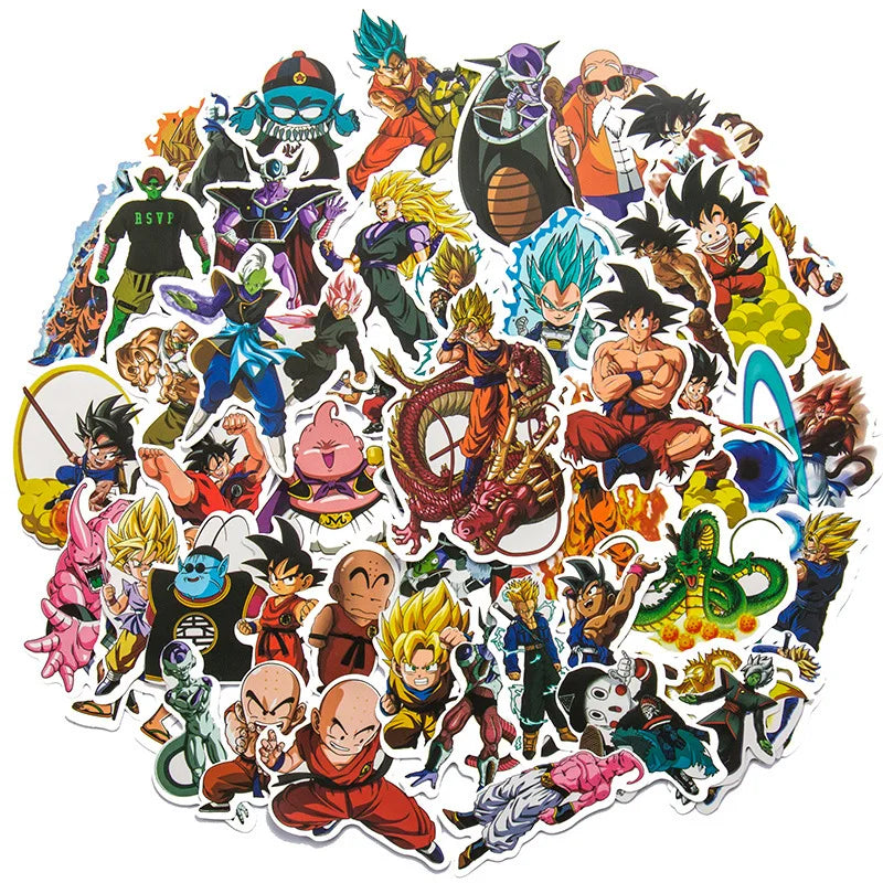 Unleash Your Dragon Ball Fandom! 50-Pack Waterproof Anime Stickers - Perfect for Laptops, Water Bottles, Phones & More