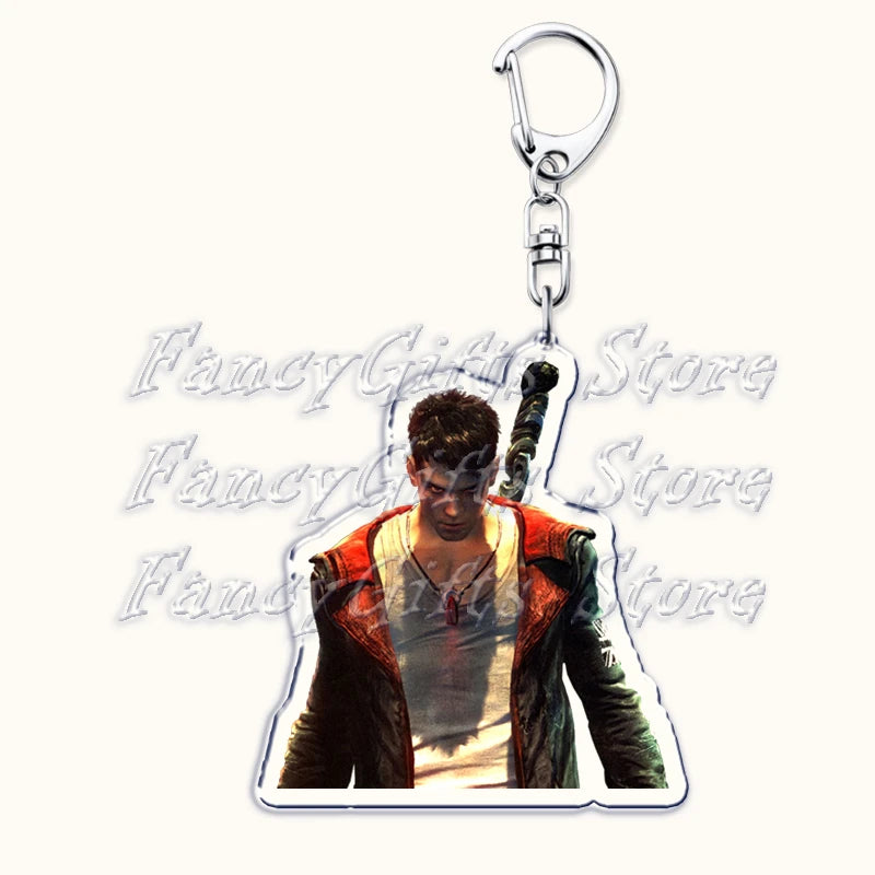 Calssic Demon Video Game Chibi Keychains for Accessories Bag Dante Vergil Nero Sparda Lady Trish V Keyrings Jewelry Gaming Gifts