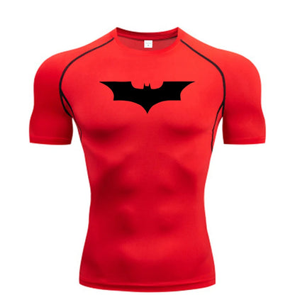 Men’s Bat Print Compression Shirt – Quick Dry Athletic Gym Tee