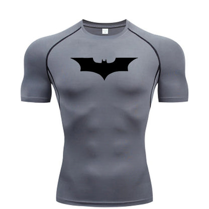 Men’s Bat Print Compression Shirt – Quick Dry Athletic Gym Tee