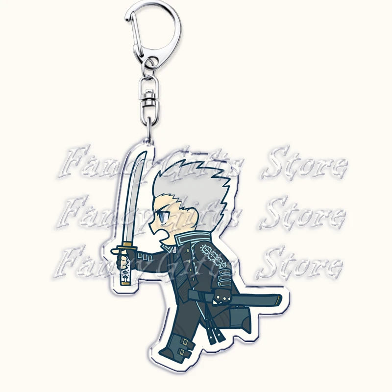 Calssic Demon Video Game Chibi Keychains for Accessories Bag Dante Vergil Nero Sparda Lady Trish V Keyrings Jewelry Gaming Gifts