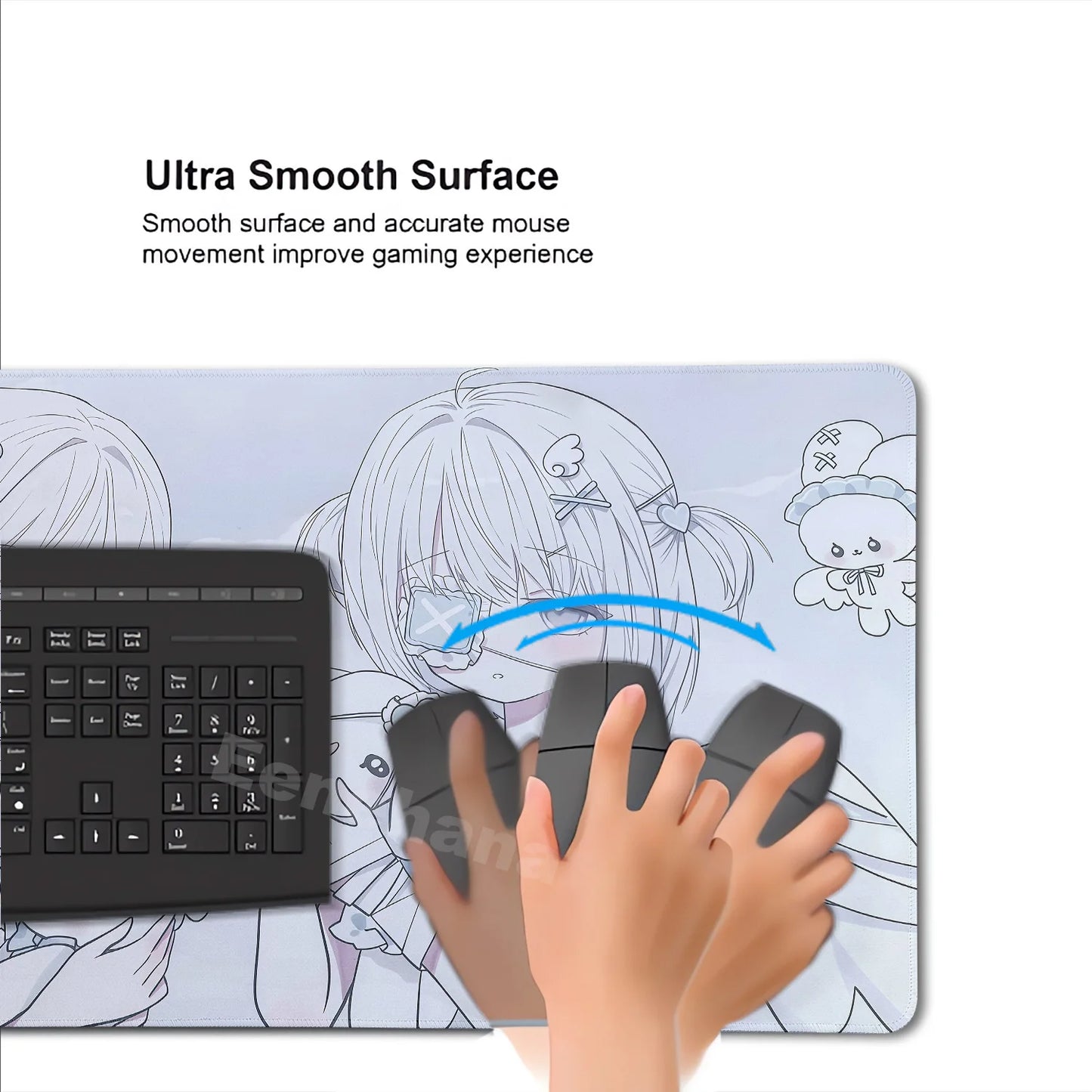 Anime Kawaii Girls PC Gaming Mouse Pad Pink Best Friend Computer Office Accessories Large Gamer Non-slip Keyboard Expansion Pads