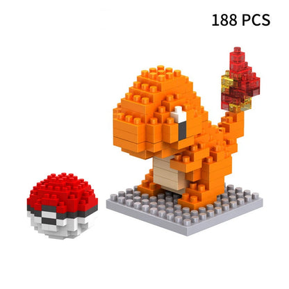 Blocks Small Cartoon Mini Building Block Pikachu Charizard Eevee Mewtwo Anime Assemble Action Pokemon  Model Dolls Toys