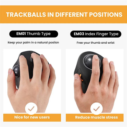 JOMAA RGB Backlit Wireless Trackball Mouse Wireless 2.4G Rechargeable Ergonomic Rollerball Gaming Mouse for Laptop Mac iPad Game