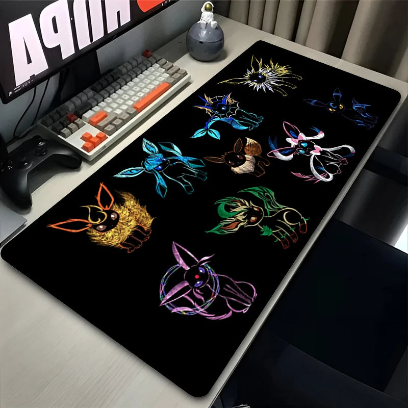 Kawaii Japan Anime Mouse Pad PC Colorful E-eevee Gamer Cabinet Mousepad XXL P-pokemon Keyboard Rug Laptop Gaming Rubber Desk Mat