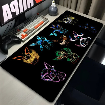 Kawaii Japan Anime Mouse Pad PC Colorful E-eevee Gamer Cabinet Mousepad XXL P-pokemon Keyboard Rug Laptop Gaming Rubber Desk Mat