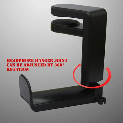 PC Gaming Headphone Stand Headset Hook Holder, Hanger Mount With Adjustable 360° Rotating Arm Clamp, Desk Mount Universal Bag