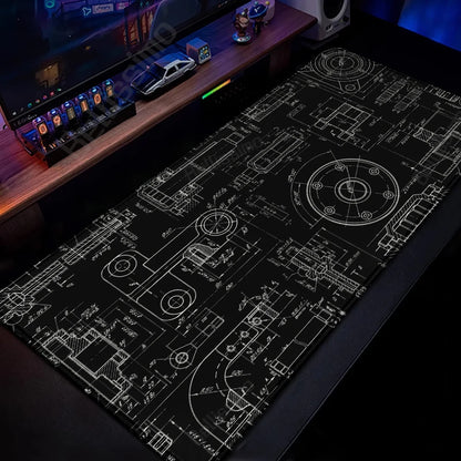 Mouse Pad Gaming Accessory Mechanical Drawing Large HD Mousepad XXL MousePad Natural Rubber Carpet Non-Slip Table Mat Office Rug