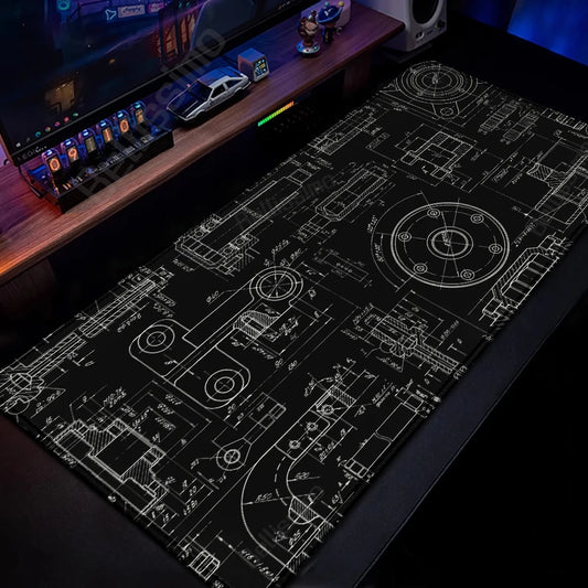 Mouse Pad Gaming Accessory Mechanical Drawing Large HD Mousepad XXL MousePad Natural Rubber Carpet Non-Slip Table Mat Office Rug