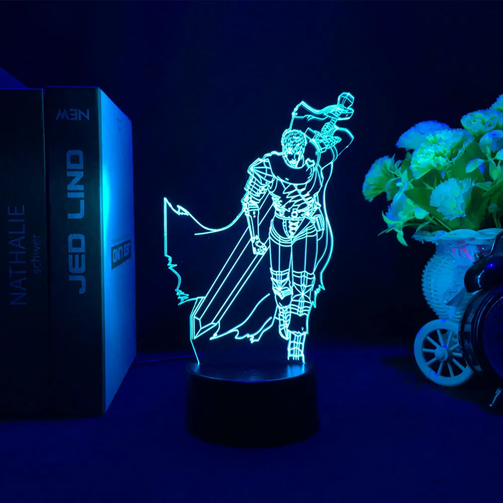 Berserk Guts 3D LED Night Light – Anime Acrylic Lamp with Remote Control