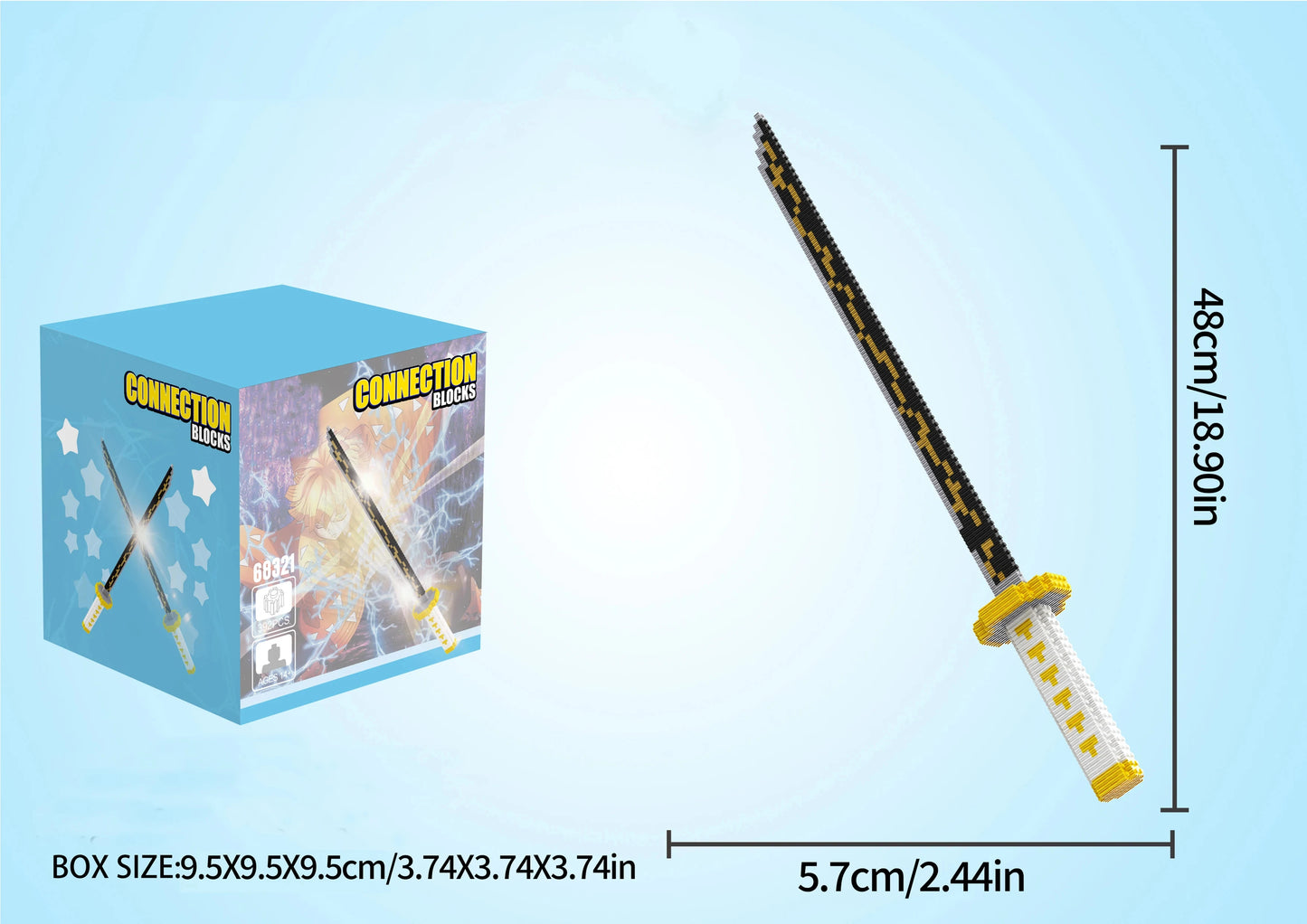 Demon Slayer Blade Sword Building Block Model – Japanese Katana Miniature Bricks Toy for Kids and Collectors