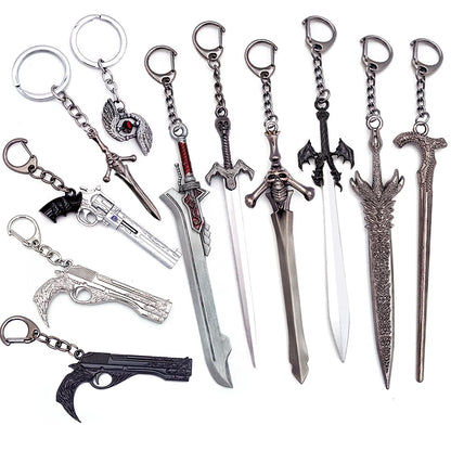DMC Devil Dante Sword Rebellion Awakening Keychain Game Peripherals May Nero Red Queen Revolver Ebony & White Ivory Cry Keychain