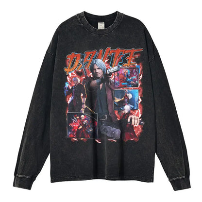 Devil May Cry Long Sleeve Shirt | Oversized Dante & Vergil Tee – Harajuku Style