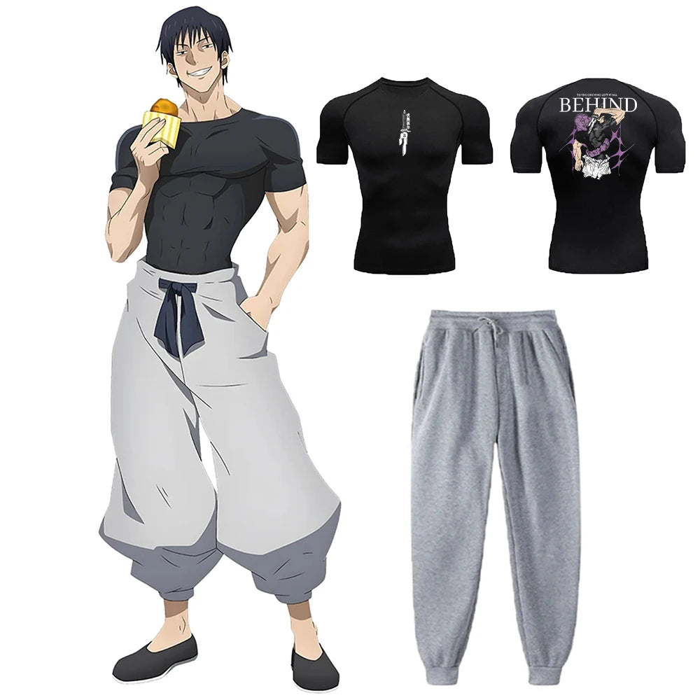 Toji Workout Compression Set | Jujutsu Kaisen Tee & Pants Anime Activewear