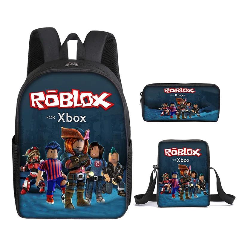 Roblox 3-Piece Backpack Set - Backpack, Shoulder Bag & Pencil Case - 3D Printed, Perfect for School & Gamer Style