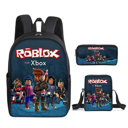 Roblox 3-Piece Backpack Set - Backpack, Shoulder Bag & Pencil Case - 3D Printed, Perfect for School & Gamer Style