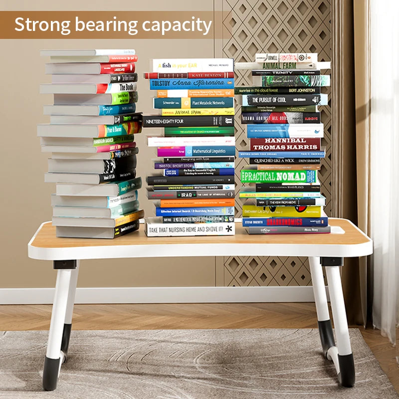 Portable Laptop Desk with USB Light & Fan – Foldable Bed & Travel Table